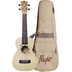 Flight DUC325 Spruce/Zebrawood Concert Ukulele w/Bag