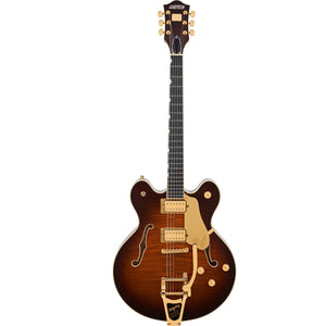 Gretsch Broadkaster LX Figured Center Block with String-Thru Bigsby and Gold Hardware Havana Burst w/Case