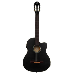 Ortega Family Series RCE125SN Thinline Acoustic-Electric Nylon Guitar Satin Black w/Bag