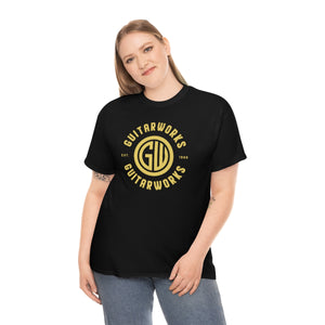 Guitarworks Yellow Circle Logo Black Unisex Heavy Cotton T-Shirt