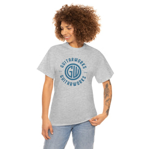 Guitarworks Blue Circle Logo Grey Unisex Heavy Cotton T-Shirt