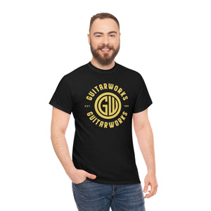 Guitarworks Yellow Circle Logo Black Unisex Heavy Cotton T-Shirt
