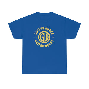 Guitarworks Yellow Circle Logo Royal Blue Unisex Heavy Cotton T-Shirt