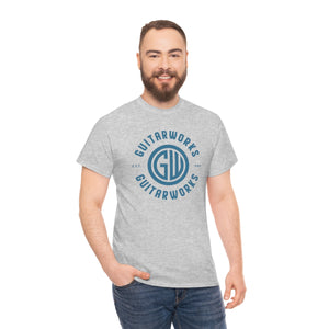 Guitarworks Blue Circle Logo Grey Unisex Heavy Cotton T-Shirt