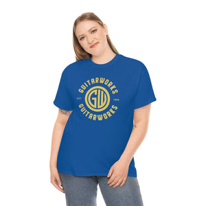 Guitarworks Yellow Circle Logo Royal Blue Unisex Heavy Cotton T-Shirt