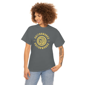 Guitarworks Yellow Circle Logo Charcoal Unisex Heavy Cotton T-Shirt