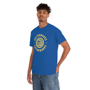 Guitarworks Yellow Circle Logo Royal Blue Unisex Heavy Cotton T-Shirt