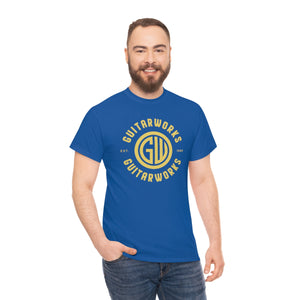 Guitarworks Yellow Circle Logo Royal Blue Unisex Heavy Cotton T-Shirt