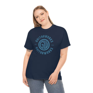 Guitarworks Blue Circle Logo Navy Unisex Heavy Cotton T-Shirt