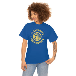 Guitarworks Yellow Circle Logo Royal Blue Unisex Heavy Cotton T-Shirt