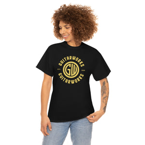 Guitarworks Yellow Circle Logo Black Unisex Heavy Cotton T-Shirt