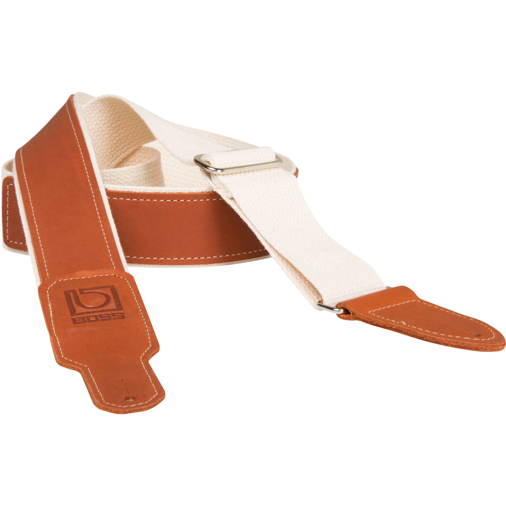 Boss 2'' Natural Cotton with Brown Leather Guitar Strap BSH-20-NAT