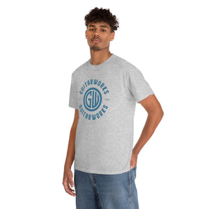Guitarworks Blue Circle Logo Grey Unisex Heavy Cotton T-Shirt