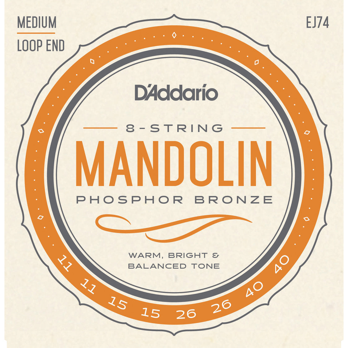 D'Addario EJ74 Mandolin Strings Phosphor Bronze Medium 11-40