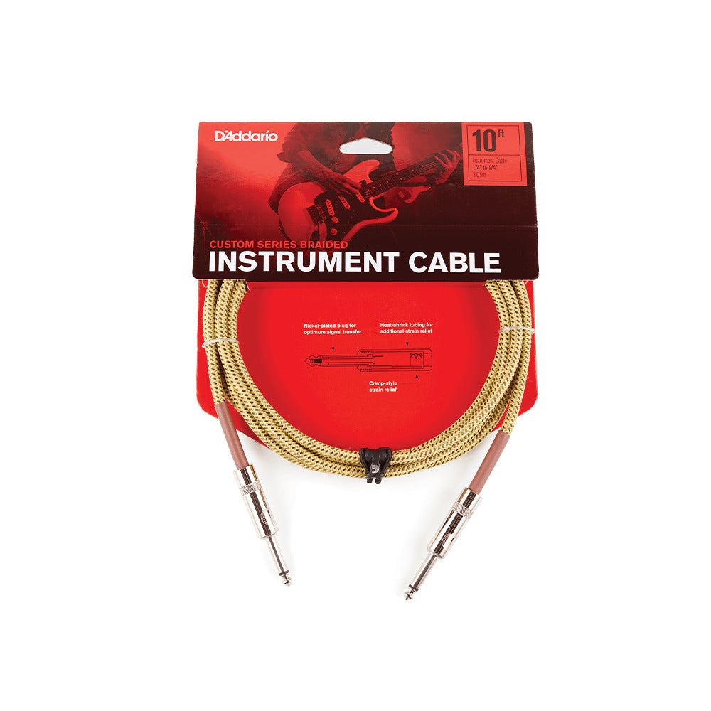 D'Addario Braided Instrument Cable 10' Tweed PW-BG-10TW