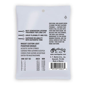 Martin Authentic Acoustic Strings Lifespan Treated Phosphor Custom Light 11-52 MA535T