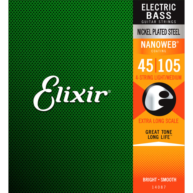 Elixir Electric Bass Nickel Plated Steel Nanoweb Light/Medium Extra Long Scale .045-.105