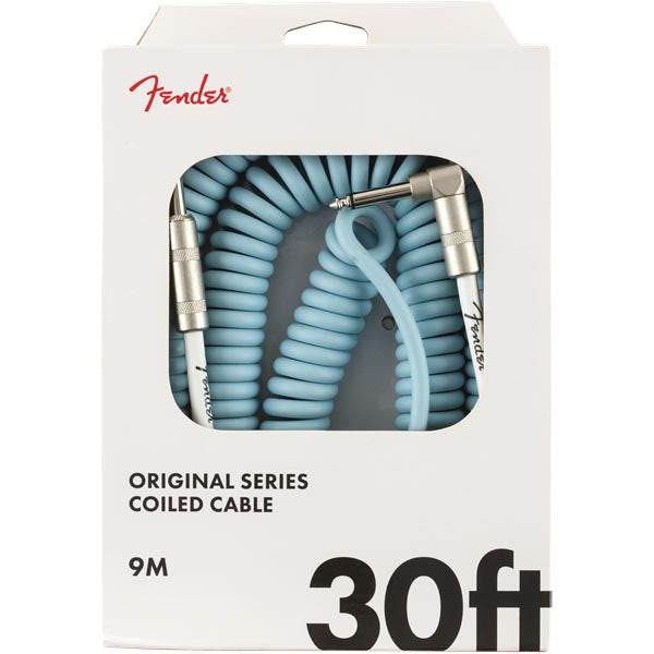 Fender Original Series Coil Cable Straight-Angle 30' Daphne Blue