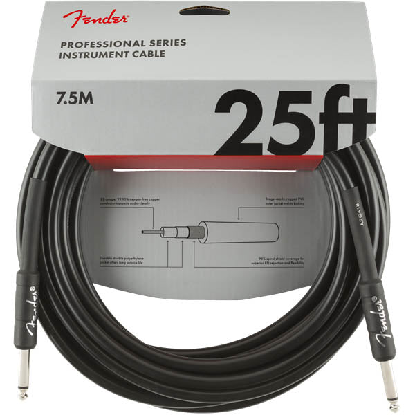 Fender Professional Series Instrument Cable Straight/Straight 25' Black