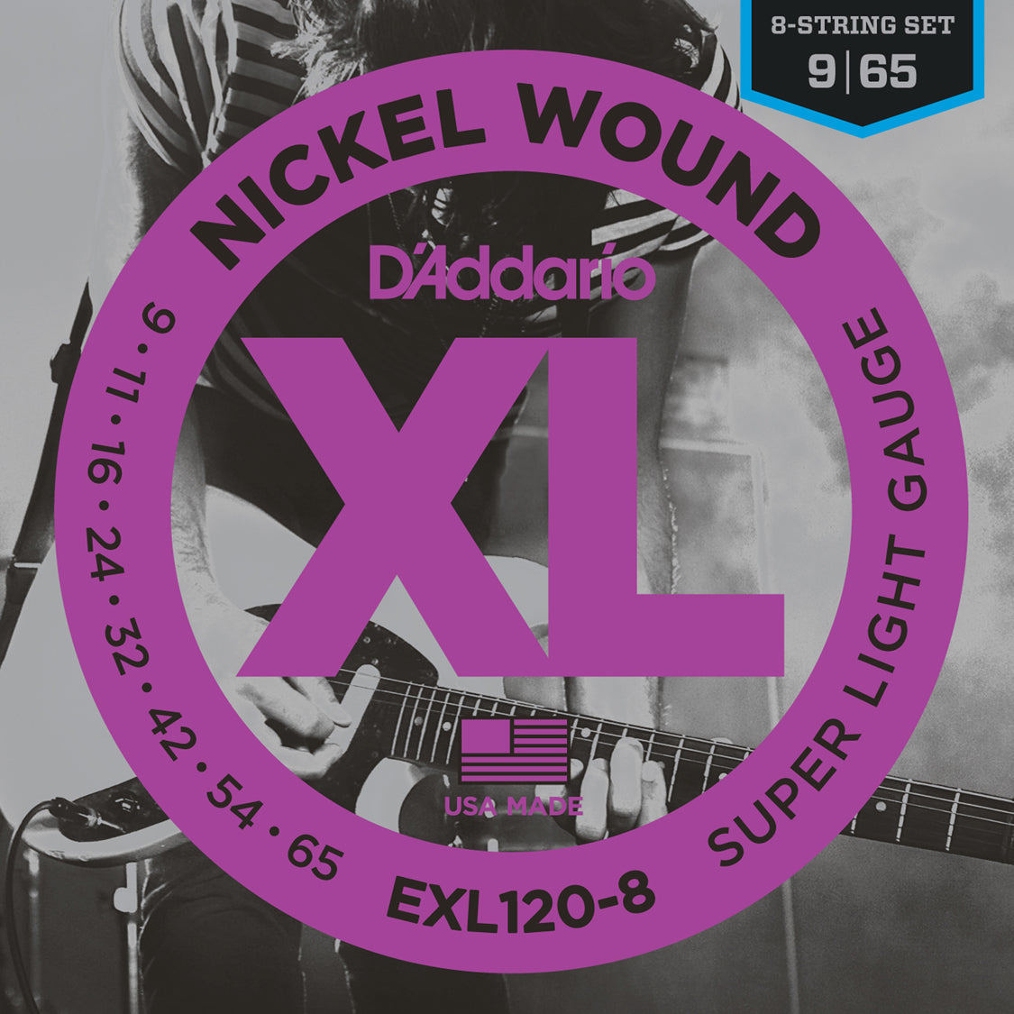 D'Addario EXL120-8 Nickel Wound 8-String Super Light 9-65
