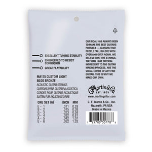 Martin Authentic Acoustic Strings Bronze 80/20 Custom Light 11-52 MA175