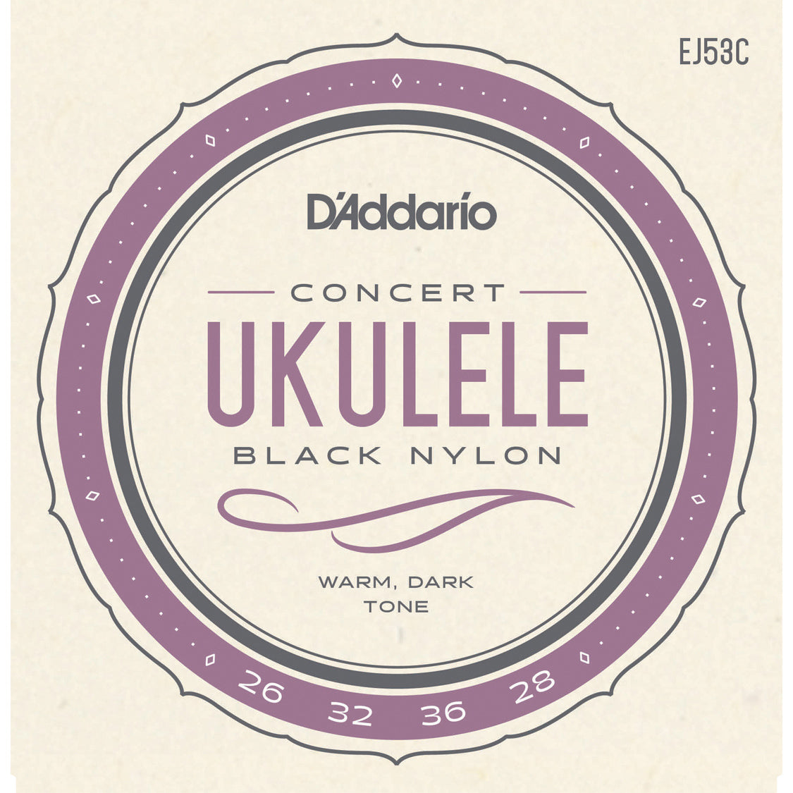D'Addario EJ53C Ukulele Concert Black Nylon