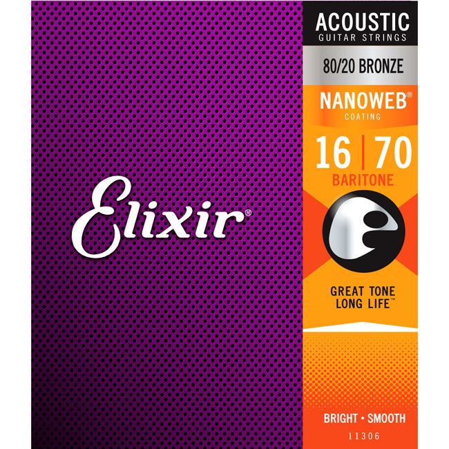 Elixir Acoustic 80/20 Bronze Nanoweb Baritone 0.016-0.070