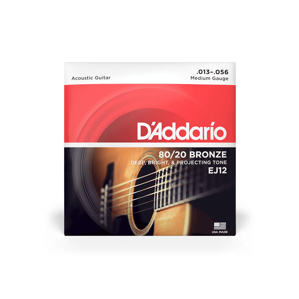 D'Addario EJ12 80/20 Bronze Acoustic Medium Gauge 13-56