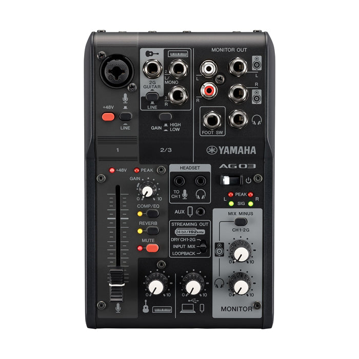 Yamaha AG03MK2 Black 3-Channel Live Streaming Loopback Audio USB Mixer