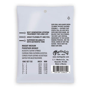 Martin Authentic Acoustic Strings Lifespan Treated Phosphor Medium 13-56 MA550T