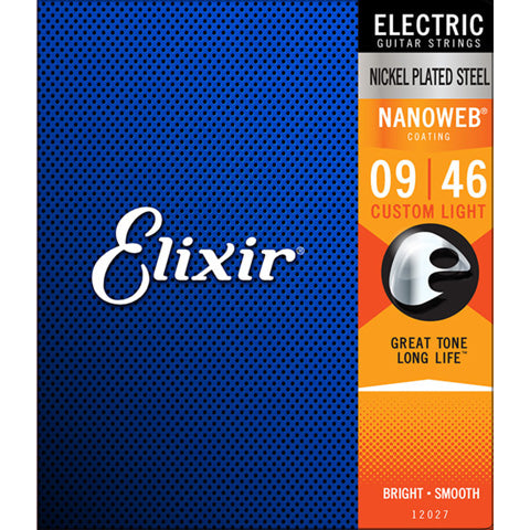 Elixir Electric Guitar Strings with Nanoweb Coating - Custom Light 9-46