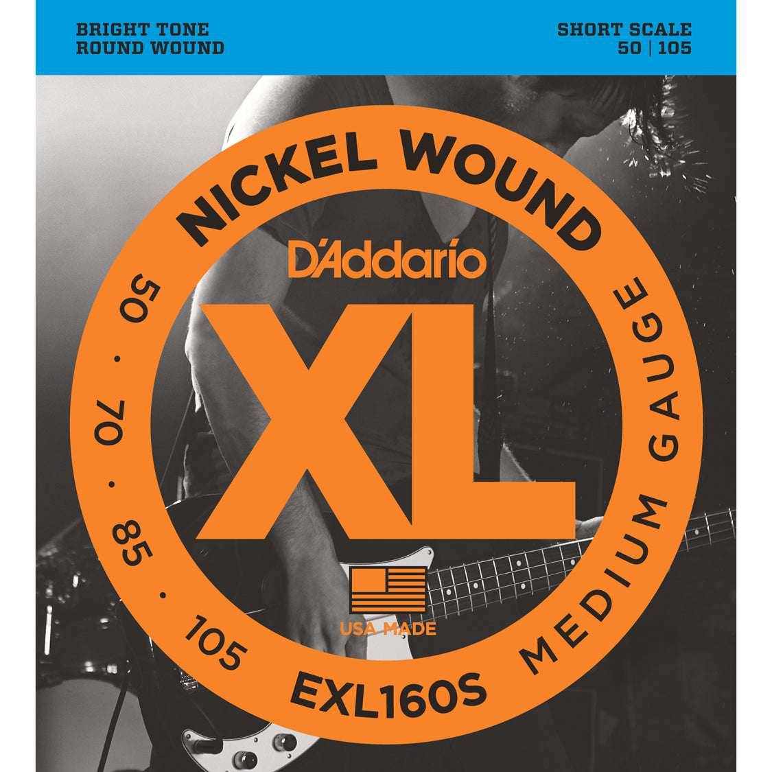 D'Addario EXL160S Nickel Wound Bass Medium 50-105 Short Scale