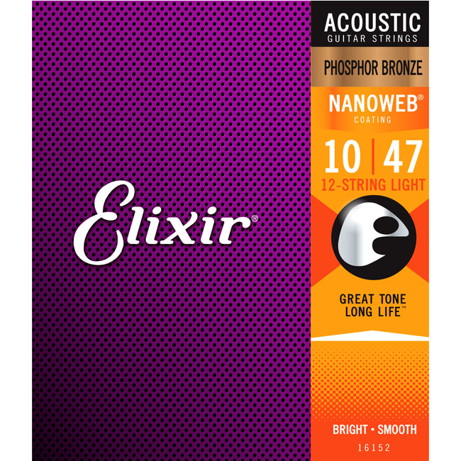 Elixir Acoustic Phosphor Bronze Nanoweb 12 String Light .010-.047