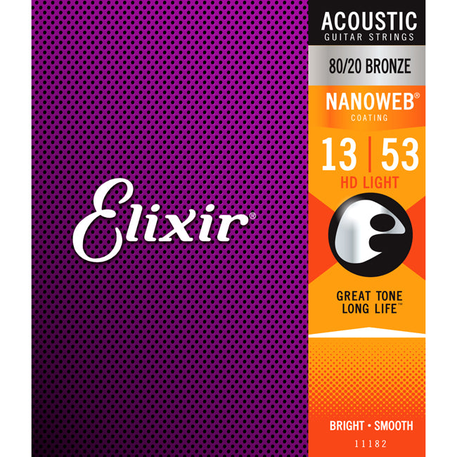 Elixir Acoustic 80/20 Bronze Nanoweb HD Light .013-.053