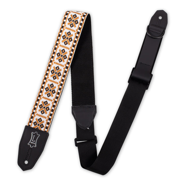Levy's Right Height Strap w/Woven White Black Gold Motif MRHHT-07