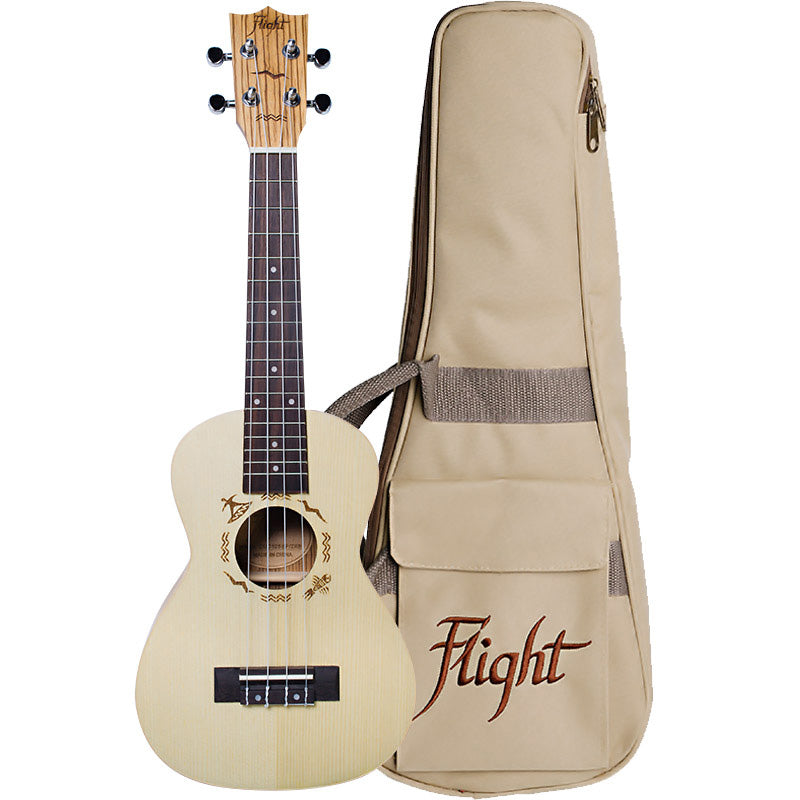 Flight DUC325 Spruce/Zebrawood Concert Ukulele w/Bag