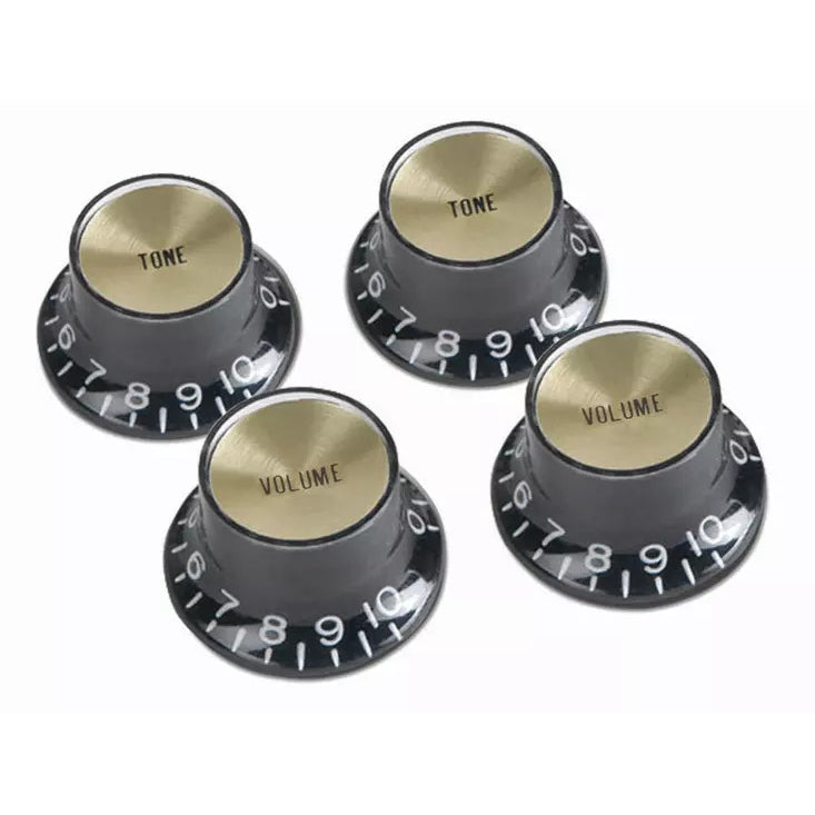 Gibson Top-Hat Knob Set - Black with Gold Inserts