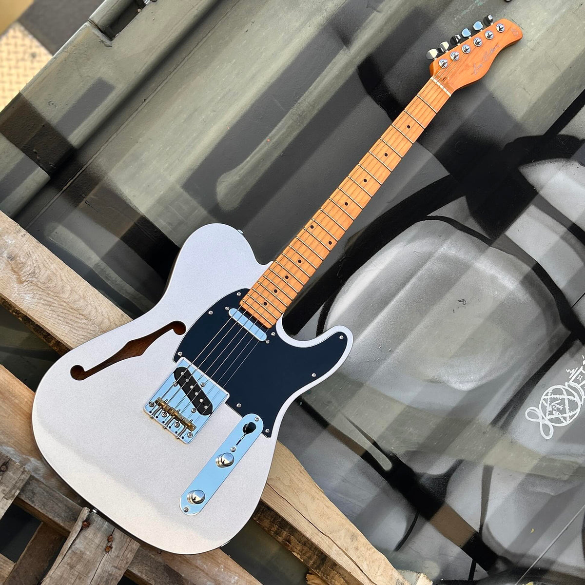 USED Sire T7TV-SILVER Larry Carlton Signature RH Semi-Hollowbody Guitar - Silver W/Bag