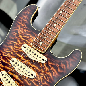 Used Custom Warmoth Stratocaster — AAA Quilted Maple Top, Seymour Duncan Antiquity Pickups w/Fender Case