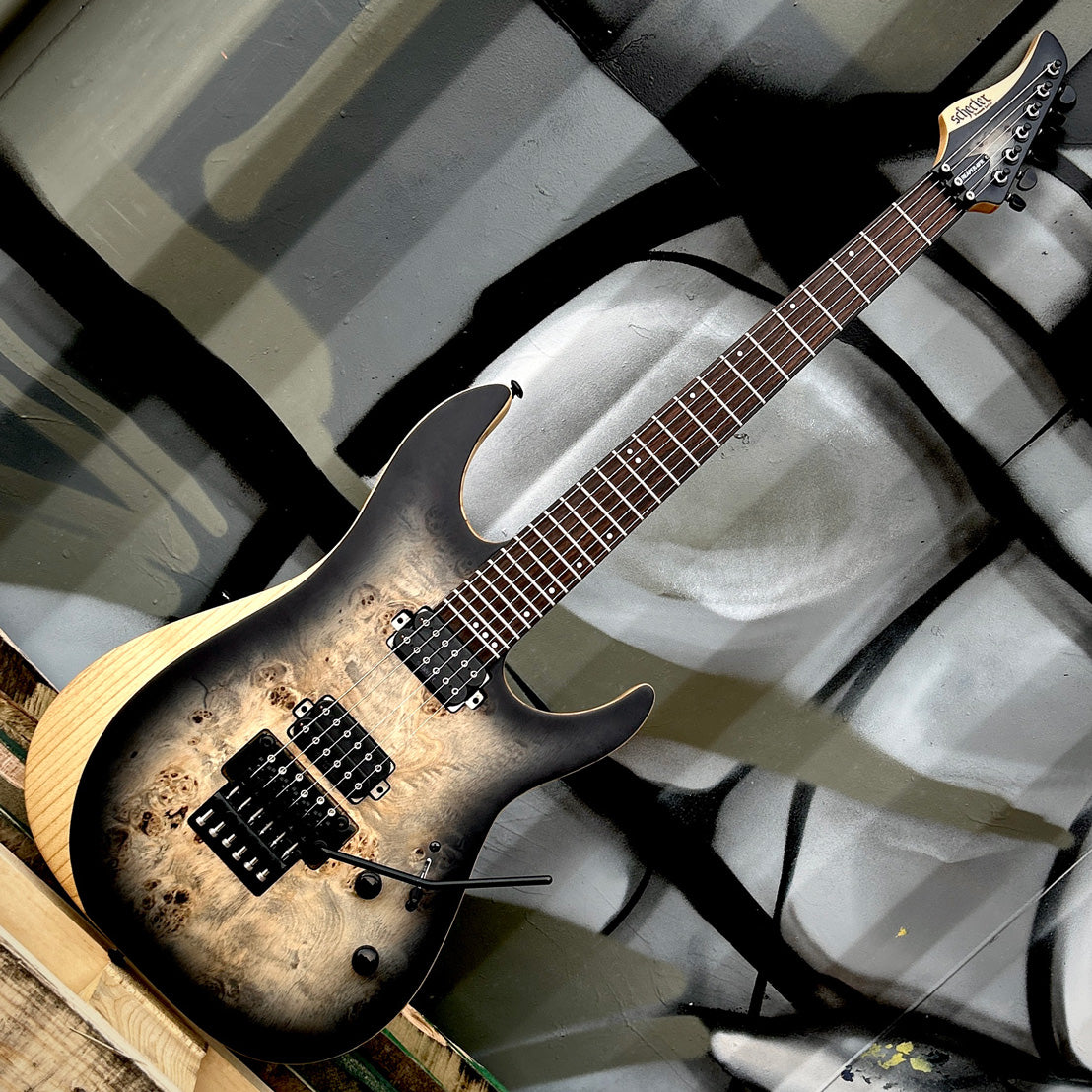 2024 Schecter Reaper-6 FR  Floyd Rose Satin Charcoal Burst