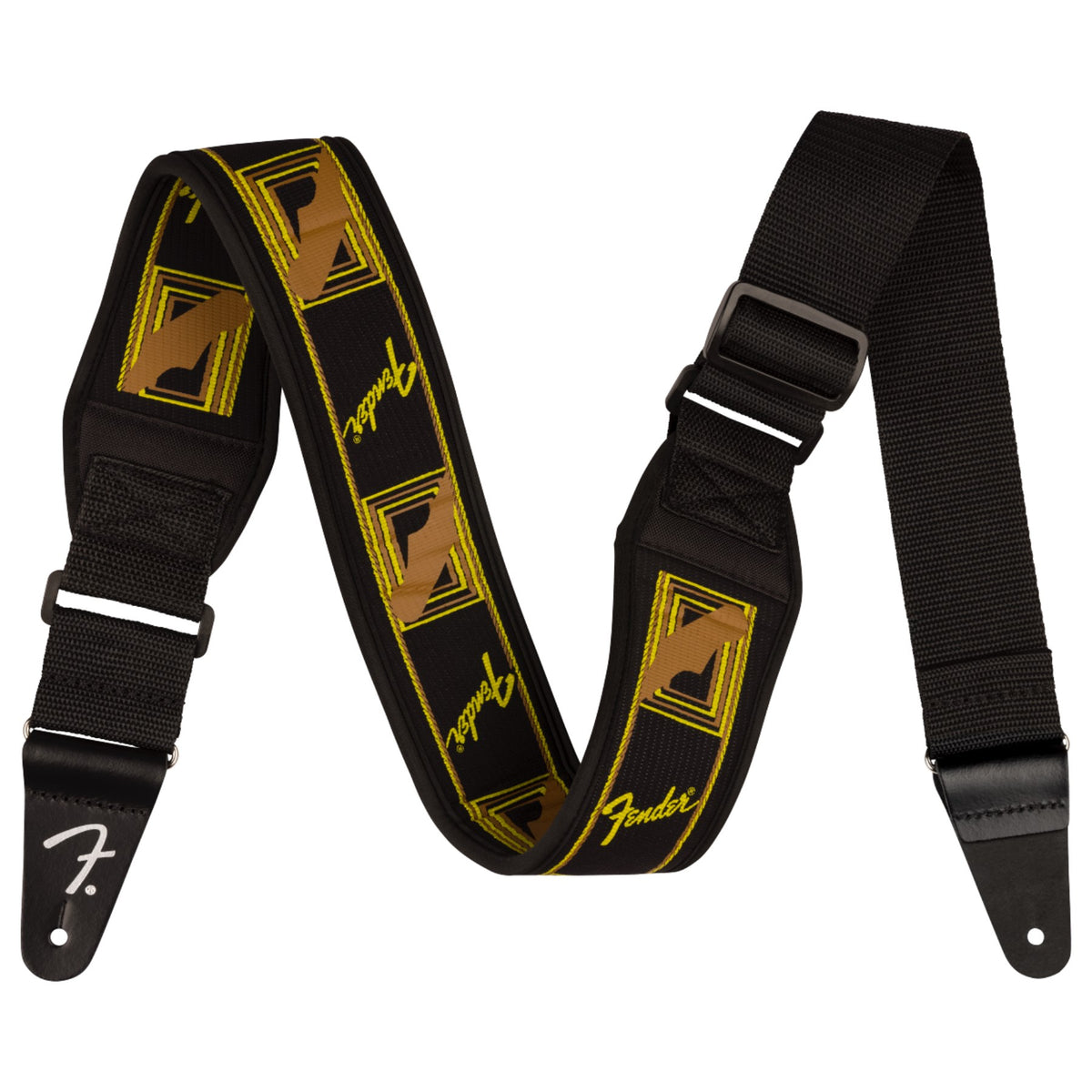 Fender Swell™ Neoprene Strap, Blk/Ylw/Brn Mono, 2.5"