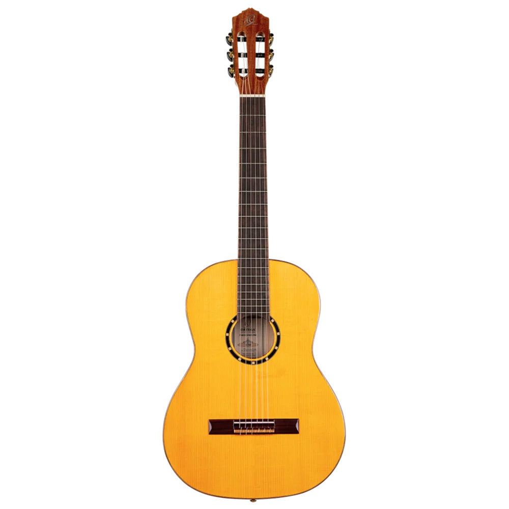 Ortega Family Series Pro Full Size Classical Guitar R170F Solid Spruce/Cypress Gloss Stain Yellow w/Bag