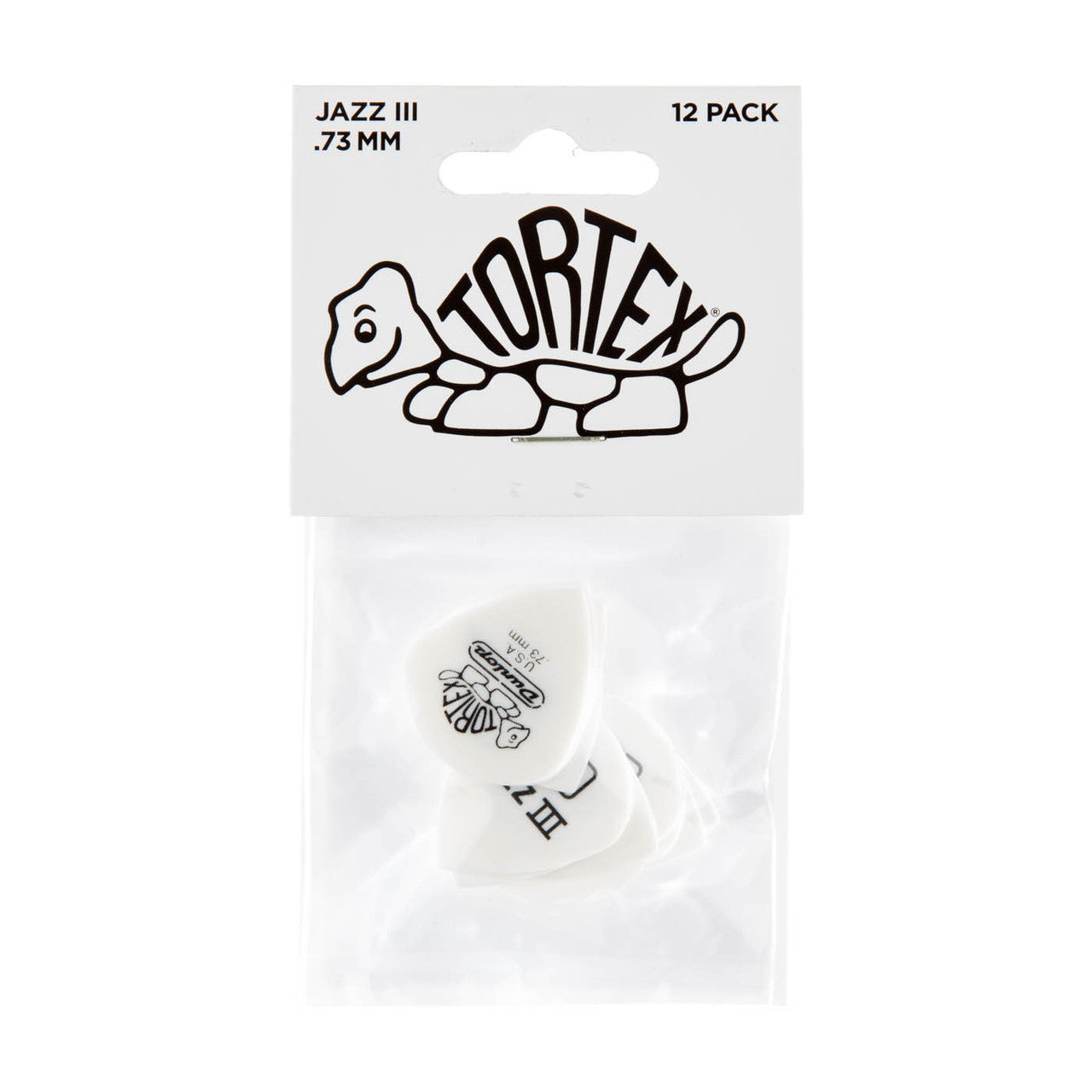 Dunlop 0.73mm Tortex White Jazz III Guitar Pick (12/pack) 478P.73