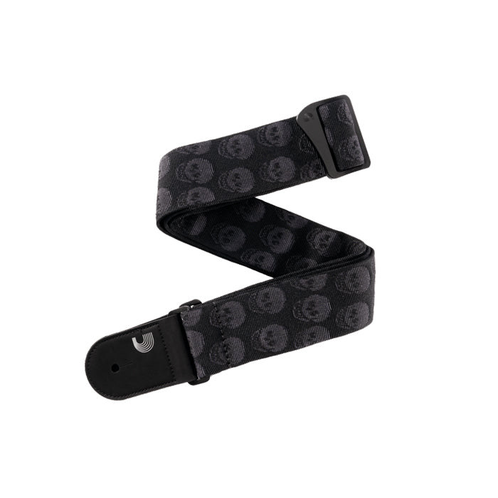 D'Addario Woven Guitar Strap Skulls Black Tubular 50TB00