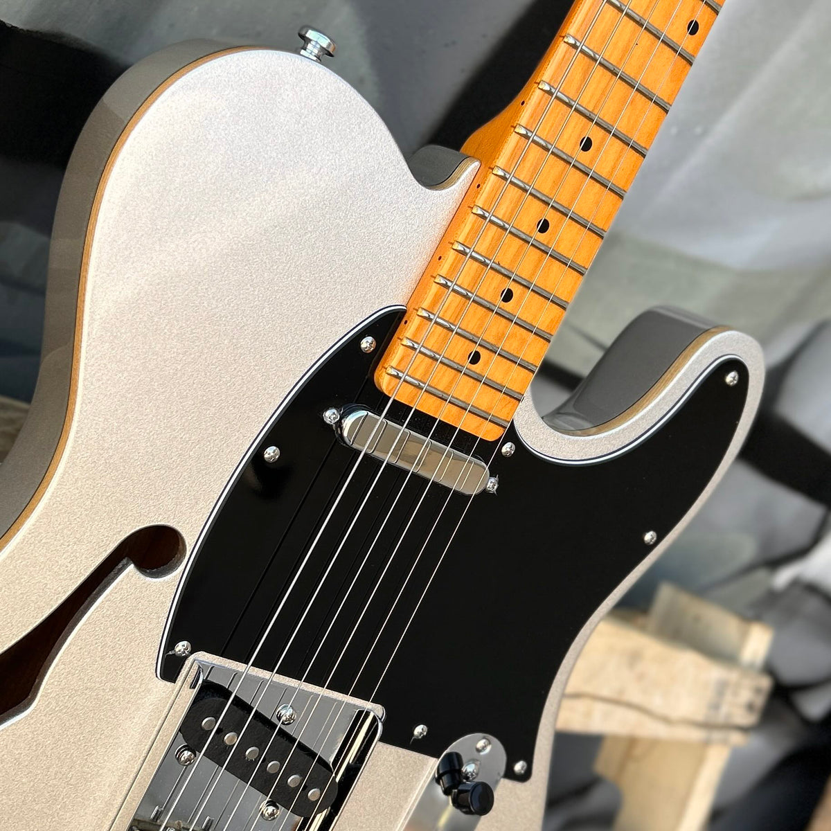 USED Sire T7TV-SILVER Larry Carlton Signature RH Semi-Hollowbody Guitar - Silver W/Bag