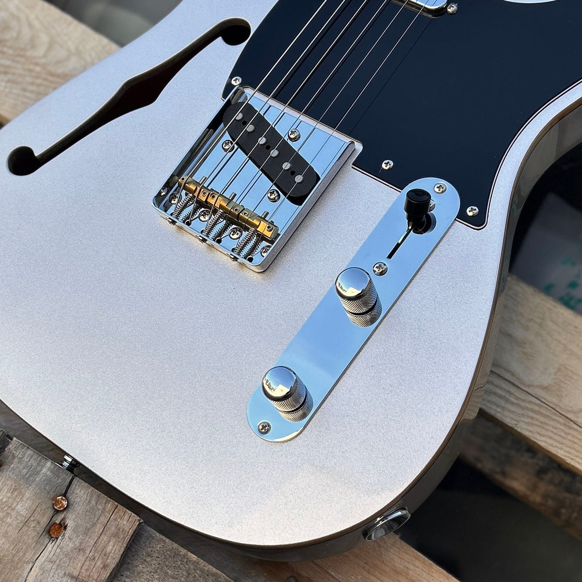 USED Sire T7TV-SILVER Larry Carlton Signature RH Semi-Hollowbody Guitar - Silver W/Bag