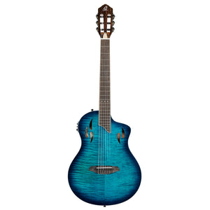 Ortega Tourplayer Series Nylon RTPDLX-FMA Solid Okoume/Flamed Maple Blue w/Bag