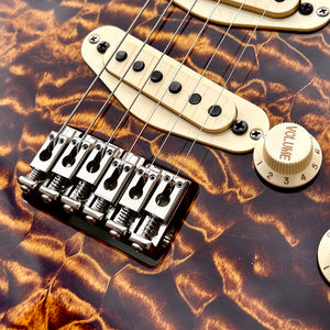 Used Custom Warmoth Stratocaster — AAA Quilted Maple Top, Seymour Duncan Antiquity Pickups w/Fender Case