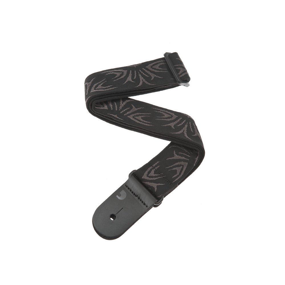 D'Addario Nylon Woven Guitar Strap Black Grey Tattoo 50F078