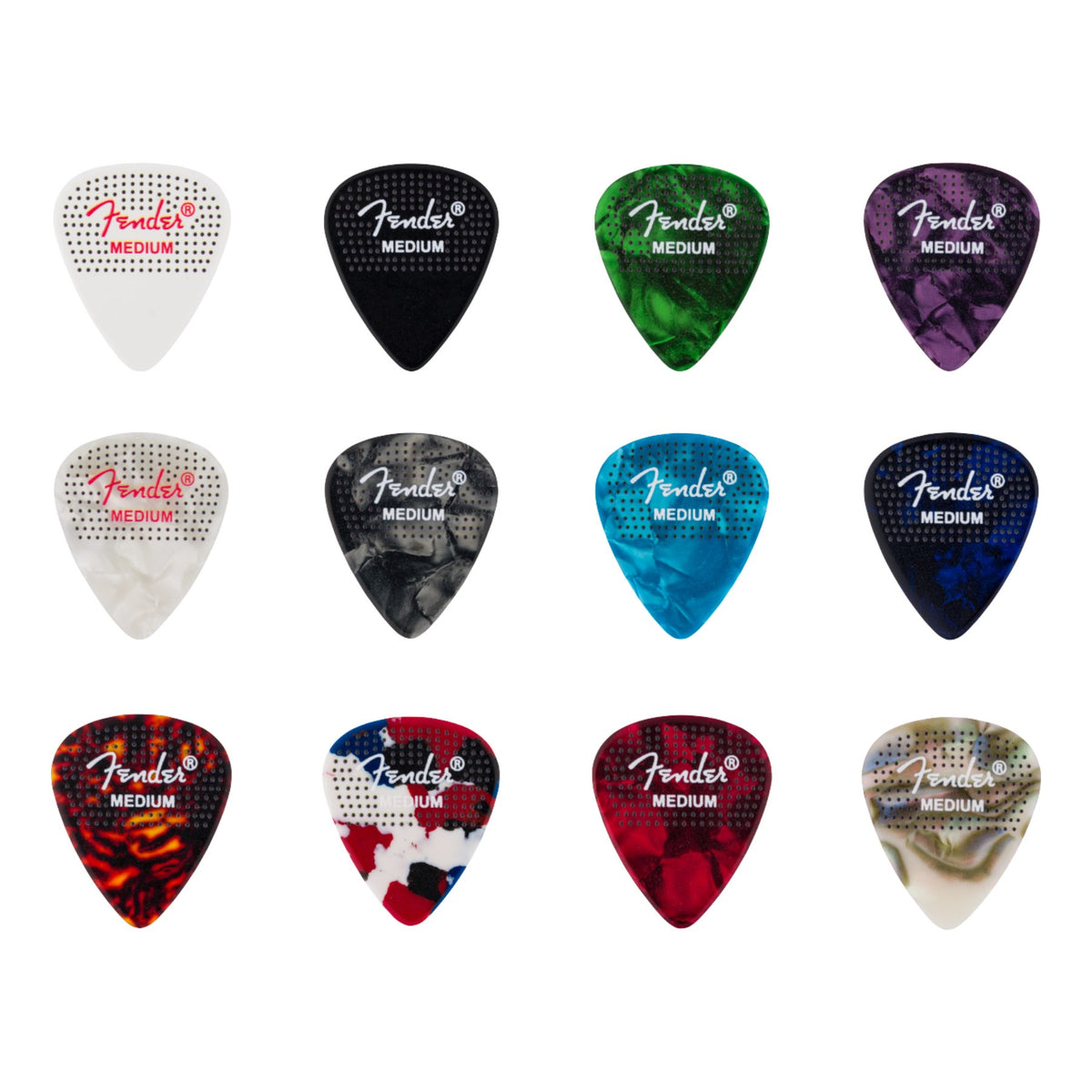Fender Dotted Celluloid Picks, 351 Shape - 12 Pack Medium